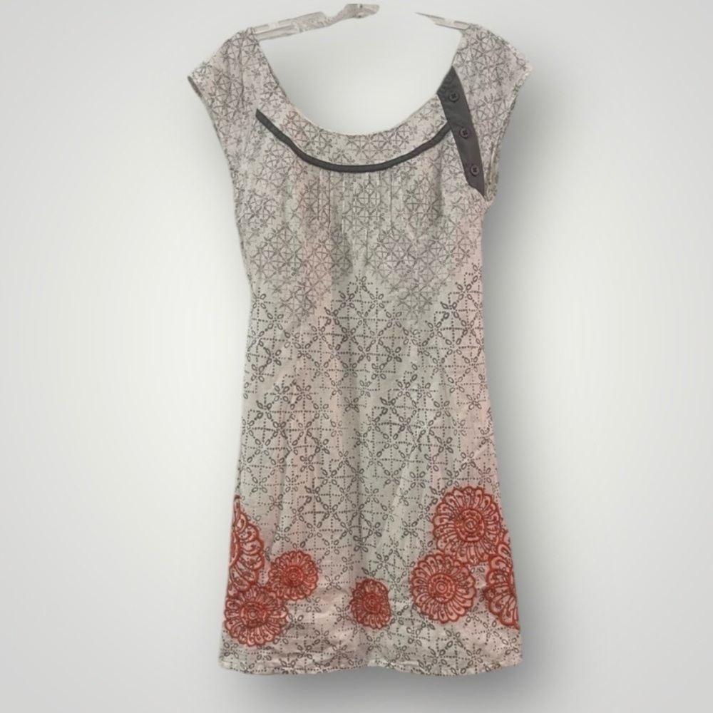 Anthropologie Floreat gray orange mini cotton dress